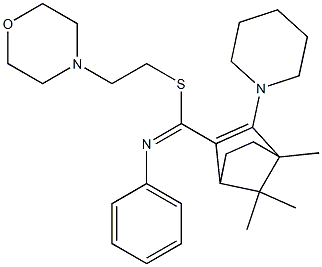 4,7,7-Trimethyl-3-piperidino-N-phenylbicyclo[2.2.1]hept-2-ene-2-carbimidothioic acid (2-morpholinoethyl) ester Struktur