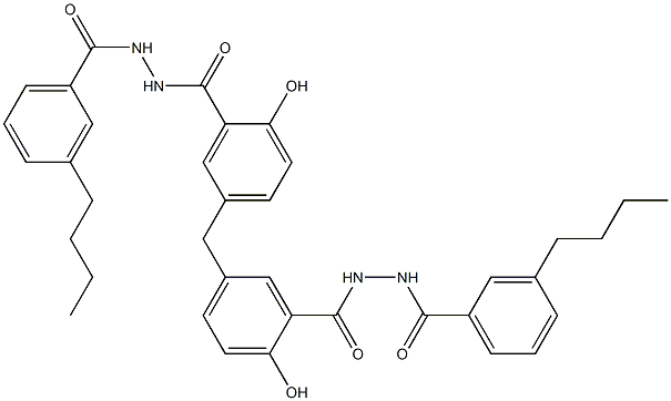 5,5'-Methylenebis[2-hydroxy-N'-(3-butylbenzoyl)benzenecarbohydrazide] Struktur