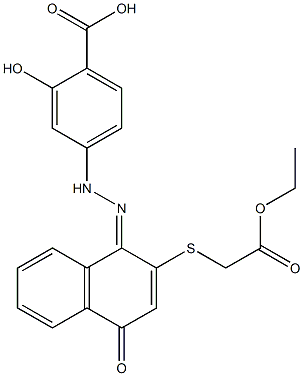 [[[1,4-Dihydro-1-[[[4-hydroxycarbonyl-3-hydroxyphenyl]amino]imino]-4-oxonaphthalen]-2-yl]thio]acetic acid ethyl ester Struktur