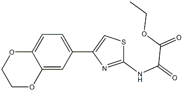 2-[[4-[(2,3-Dihydro-1,4-benzodioxin)-6-yl]thiazol-2-yl]amino]-2-oxoacetic acid ethyl ester Struktur