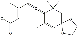 (2E)-5-(7,9,9-Trimethyl-1,4-dioxaspiro[4.5]dec-6-en-8-ylidene)-3-methyl-2,4-pentadienoic acid methyl ester Struktur