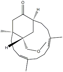 (1S,12S,15S,4E,8E)-15-(Methoxymethyl)-1,5,9-trimethylbicyclo[10.2.2]hexadeca-4,8-dien-13-one Struktur