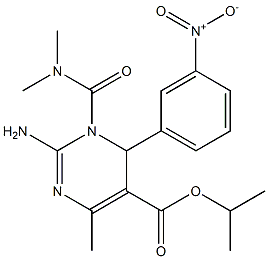 2-Amino-3,4-dihydro-4-(3-nitrophenyl)-6-methyl-3-(dimethylaminocarbonyl)pyrimidine-5-carboxylic acid isopropyl ester Struktur