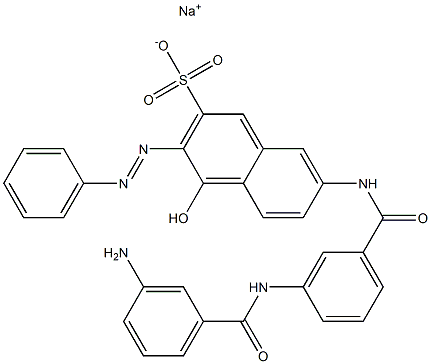 7-[[3-[(3-Aminophenyl)carbonylamino]phenyl]carbonylamino]-4-hydroxy-3-(phenylazo)-2-naphthalenesulfonic acid sodium salt Struktur