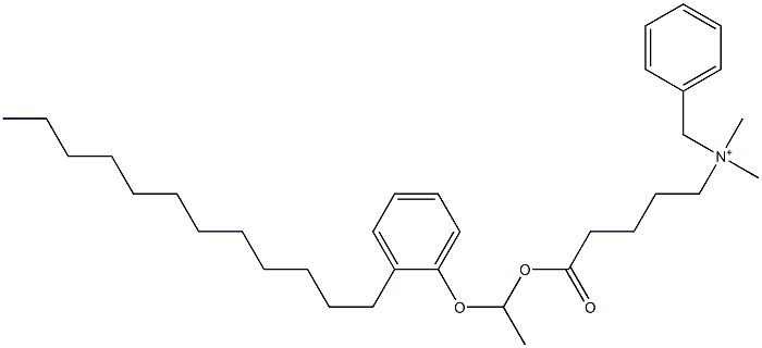 N,N-Dimethyl-N-benzyl-N-[4-[[1-(2-dodecylphenyloxy)ethyl]oxycarbonyl]butyl]aminium Struktur