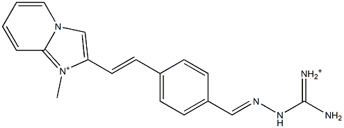 1-Methyl-2-[2-[4-[[2-[amino(iminio)methyl]hydrazono]methyl]phenyl]vinyl]imidazo[1,2-a]pyridine-1-ium Struktur