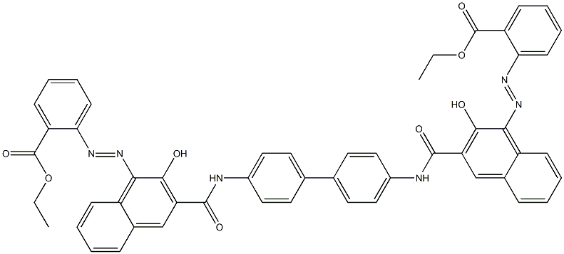 N,N'-(1,1'-Biphenyl-4,4'-diyl)bis[4-[[2-(ethoxycarbonyl)phenyl]azo]-3-hydroxy-2-naphthalenecarboxamide] Struktur