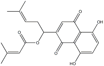 2-[1-(3-Methyl-2-butenoyloxy)-4-methyl-3-pentenyl]-5,8-dihydroxy-1,4-naphthoquinone Struktur