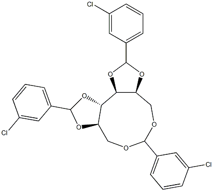 1-O,6-O:2-O,3-O:4-O,5-O-Tris(3-chlorobenzylidene)-L-glucitol Struktur