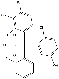 (2-Chlorophenyl)(2-chloro-5-hydroxyphenyl)(2,3-dichloro-4-hydroxyphenyl)methanesulfonic acid Struktur