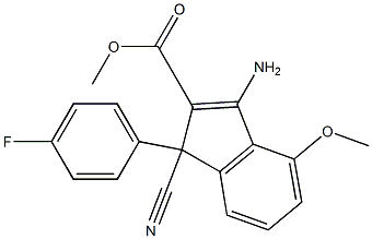 3-Amino-1-cyano-4-methoxy-1-(4-fluorophenyl)-1H-indene-2-carboxylic acid methyl ester Struktur