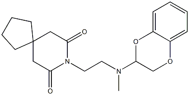 8-[2-[[(2,3-Dihydro-1,4-benzodioxin)-2-yl]methylamino]ethyl]-8-azaspiro[4.5]decane-7,9-dione Struktur