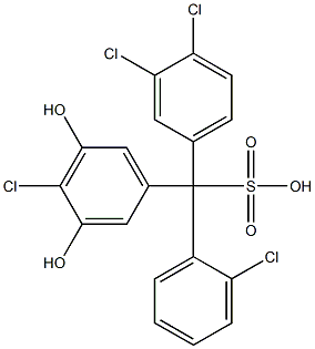 (2-Chlorophenyl)(3,4-dichlorophenyl)(4-chloro-3,5-dihydroxyphenyl)methanesulfonic acid Struktur