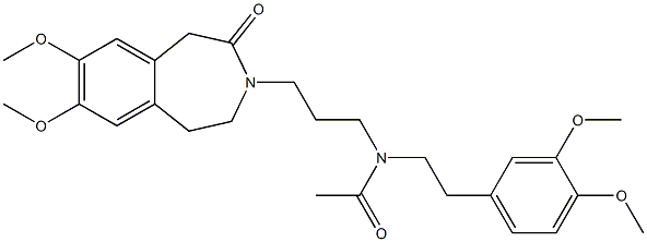 4,5-Dihydro-7,8-dimethoxy-3-[3-[N-acetyl-2-(3,4-dimethoxyphenyl)ethylamino]propyl]-1H-3-benzazepin-2(3H)-one Struktur