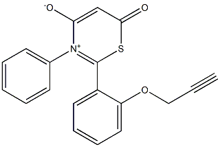 3-Phenyl-6-oxo-2-[2-(2-propynyloxy)phenyl]-6H-1,3-thiazin-3-ium-4-olate Struktur