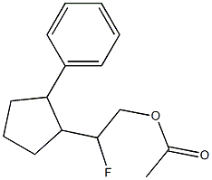 1-Phenyl-2-(2-acetoxy-1-fluoroethyl)cyclopentane Struktur