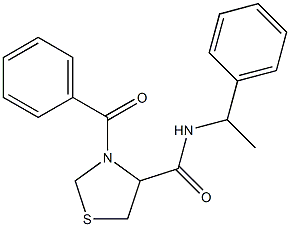 3-Benzoyl-N-(1-phenylethyl)tetrahydrothiazole-4-carboxamide Struktur