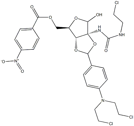 1-[2-O,3-O-[p-[Bis(2-chloroethyl)amino]benzylidene]-5-O-(p-nitrobenzoyl)-D-ribofuranos-2-yl]-3-(2-chloroethyl)urea Struktur