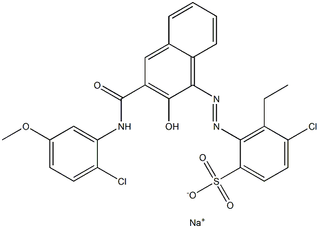 4-Chloro-3-ethyl-2-[[3-[[(2-chloro-5-methoxyphenyl)amino]carbonyl]-2-hydroxy-1-naphtyl]azo]benzenesulfonic acid sodium salt Struktur