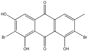 1,3,8-Trihydroxy-2,7-dibromo-6-methyl-anthracene-9,10-dione Struktur