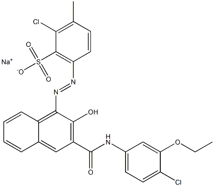 2-Chloro-3-methyl-6-[[3-[[(4-chloro-3-ethoxyphenyl)amino]carbonyl]-2-hydroxy-1-naphtyl]azo]benzenesulfonic acid sodium salt Struktur