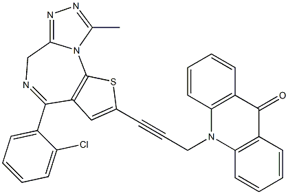 4-(2-Chlorophenyl)-9-methyl-2-[3-[(9,10-dihydro-9-oxoacridin)-10-yl]-1-propynyl]-6H-thieno[3,2-f][1,2,4]triazolo[4,3-a][1,4]diazepine Struktur