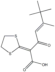 2-(1,3-Dithiolan-2-ylidene)-3-oxo-5,6,6-trimethyl-4-heptenoic acid Struktur