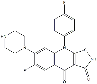 6-Fluoro-7-(piperazin-1-yl)-9-(4-fluorophenyl)isothiazolo[5,4-b]quinoline-3,4(2H,9H)-dione Struktur