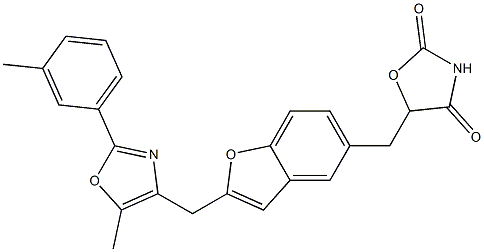 5-[[2-[[5-Methyl-2-(3-methylphenyl)-4-oxazolyl]methyl]benzofuran-5-yl]methyl]oxazolidine-2,4-dione Struktur