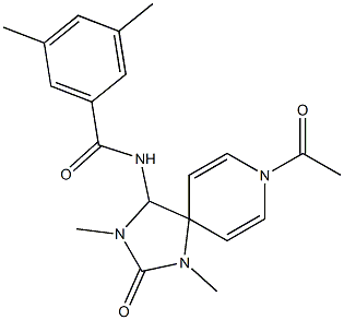 1-Acetyl-1',3'-dimethyl-5'-(3,5-dimethylbenzoylamino)spiro[pyridine-4(1H),4'-imidazolidin]-2'-one Struktur