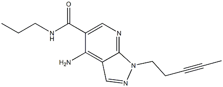 1-(3-Pentynyl)-4-amino-N-propyl-1H-pyrazolo[3,4-b]pyridine-5-carboxamide Struktur