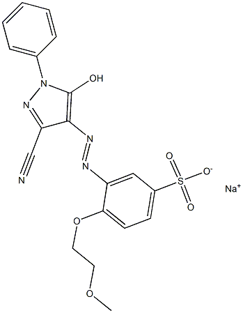 3-(3-Cyano-5-hydroxy-1-phenyl-1H-pyrazol-4-ylazo)-4-(2-methoxyethoxy)benzenesulfonic acid sodium salt Struktur