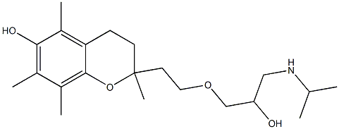 6-Hydroxy-3,4-dihydro-2,5,7,8-tetramethyl-2-[2-[(3-isopropylamino-2-hydroxypropyl)oxy]ethyl]-2H-1-benzopyran Struktur