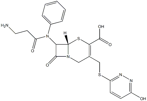 7-[2-(Aminomethyl)phenylacetylamino]-3-[(6-hydroxypyridazin-3-yl)thiomethyl]cepham-3-ene-4-carboxylic acid Struktur