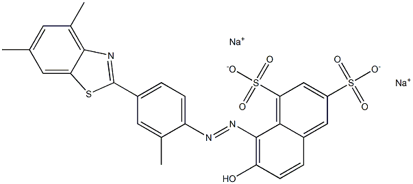 7-Hydroxy-8-[[4-(4,6-dimethyl-2-benzothiazolyl)-2-methylphenyl]azo]naphthalene-1,3-disulfonic acid disodium salt Struktur