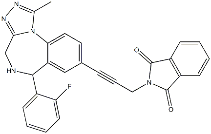 5,6-Dihydro-1-methyl-6-(2-fluorophenyl)-8-[3-[(2,3-dihydro-1,3-dioxo-1H-isoindol)-2-yl]-1-propynyl]-4H-[1,2,4]triazolo[4,3-a][1,4]benzodiazepine Struktur