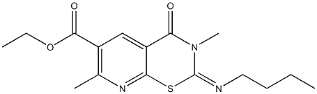 2-(Butylimino)-3,4-dihydro-3,7-dimethyl-4-oxo-2H-pyrido[3,2-e][1,3]thiazine-6-carboxylic acid ethyl ester Struktur