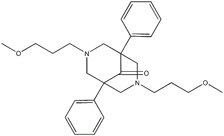 3,7-Bis(3-methoxypropyl)-1,5-diphenyl-3,7-diazabicyclo[3.3.1]nonan-9-one Struktur