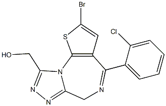 2-Bromo-4-(o-chlorophenyl)-9-(hydroxymethyl)-6H-thieno[3,2-f][1,2,4]triazolo[4,3-a][1,4]diazepine Struktur