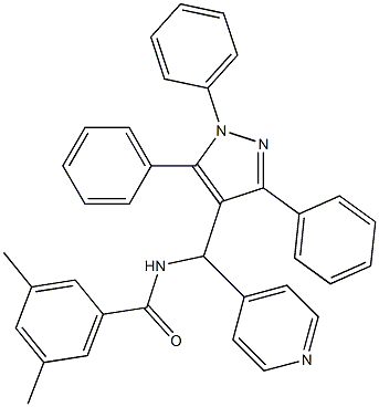 N-[(4-Pyridinyl)(1,3,5-triphenyl-1H-pyrazol-4-yl)methyl]-3,5-dimethylbenzamide Struktur