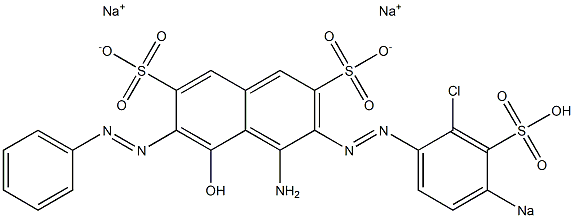 4-Amino-3-[(2-chloro-4-sodiosulfophenyl)azo]-5-hydroxy-6-(phenylazo)naphthalene-2,7-disulfonic acid disodium salt Struktur