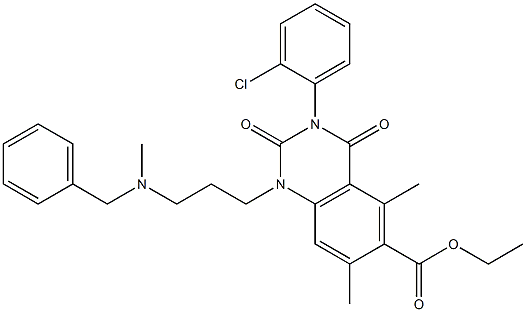 1,2,3,4-Tetrahydro-3-(2-chlorophenyl)-1-[3-(benzylmethylamino)propyl]-5,7-dimethyl-2,4-dioxoquinazoline-6-carboxylic acid ethyl ester Struktur