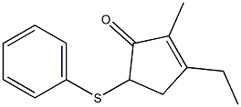 2-Methyl-3-ethyl-5-(phenylthio)-2-cyclopenten-1-one Struktur