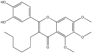 2-(3,4-Dihydroxyphenyl)-5,6,7-trimethoxy-3-hexyl-4H-1-benzopyran-4-one Struktur