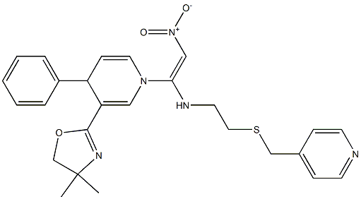 N-[2-Nitro-1-[[4-phenyl-3-(4,4-dimethyl-2-oxazolin-2-yl)-1,4-dihydropyridin]-1-yl]ethenyl]-2-[(4-pyridinylmethyl)thio]ethanamine Struktur