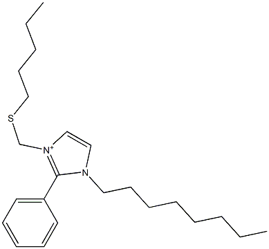 1-Octyl-2-phenyl-3-[(pentylthio)methyl]-1H-imidazol-3-ium Struktur