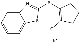 Potassium 2-(benzothiazol-2-ylthio)-1-cyclopentene-1-olate Struktur