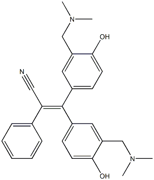 3,3-Bis[4-hydroxy-3-(dimethylaminomethyl)phenyl]-2-phenylpropenenitrile Struktur