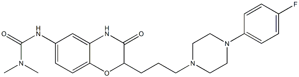 2-[3-[4-(4-Fluorophenyl)piperazin-1-yl]propyl]-6-[(dimethylaminocarbonyl)amino]-2H-1,4-benzoxazin-3(4H)-one Struktur