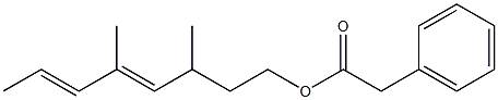 Phenylacetic acid 3,5-dimethyl-4,6-octadienyl ester Struktur